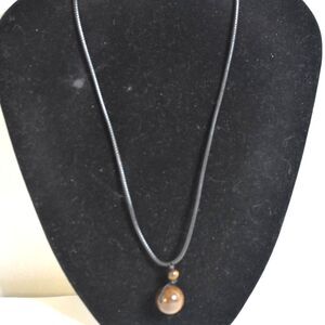 Modish Boho Grunge Brown Marble Pendant Black Cord Casual Unisex 20" Necklace